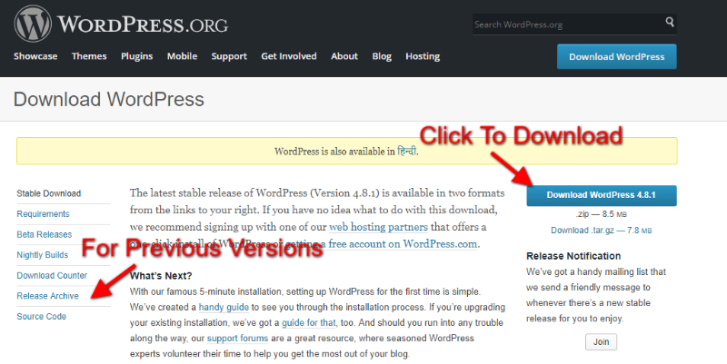 WordPress Download Page - Install WordPress on Your Server/localhost