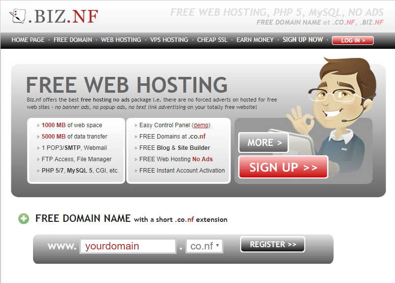 Biz.nf  - Free WordPress Hosting for Beginners