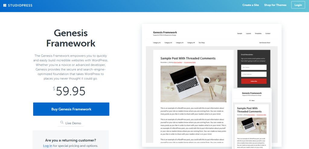 genesis 1024x495 - Best WordPress themes for bloggers