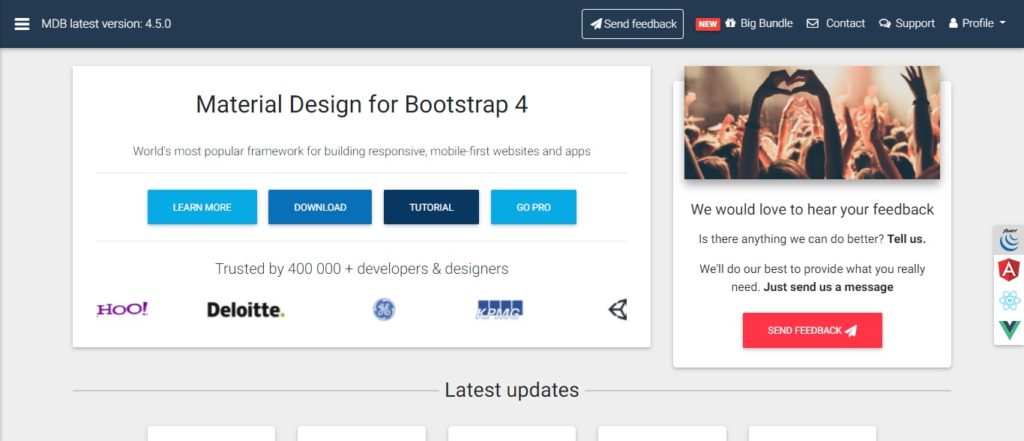 Material Design for Bootstrap site 1024x441 - Top Material Design Website that make you mouth opened.