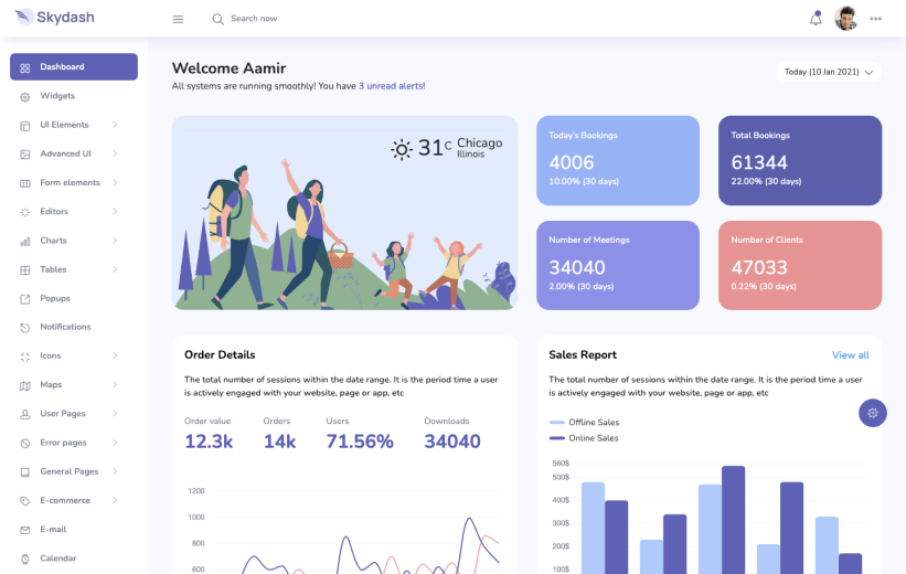 skydash material design template - Best 5 Material Design Dashboard templates for your next project in 2022